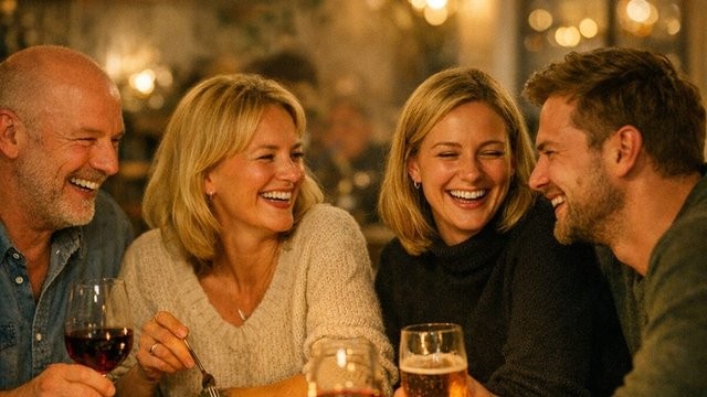 Gäste genießen ihr Abendessen im Restaurant